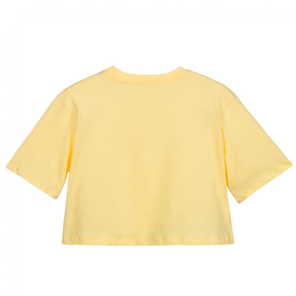 MSGM-Teen Yellow Logo Cropped Top | Childrensalon Outlet