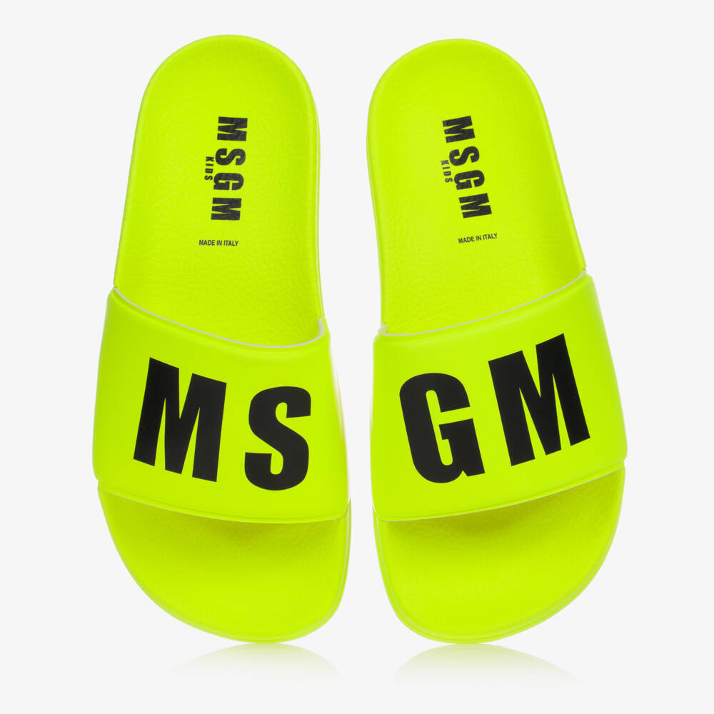 MSGM-Teen Yellow Logo Sliders | Childrensalon Outlet