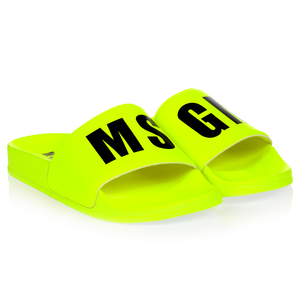MSGM - Teen Yellow Logo Sliders | Childrensalon