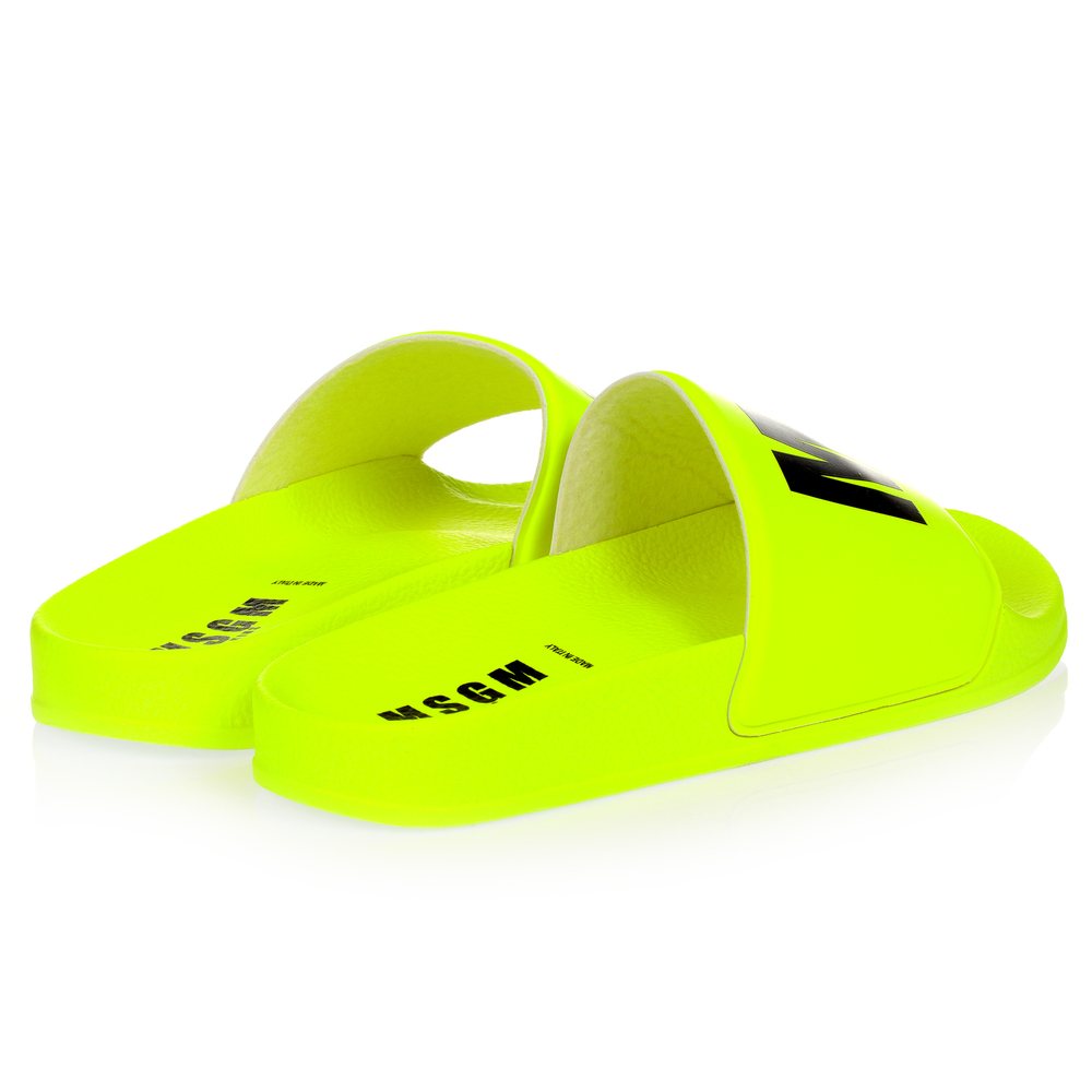 MSGM - Teen Yellow Logo Sliders | Childrensalon Outlet