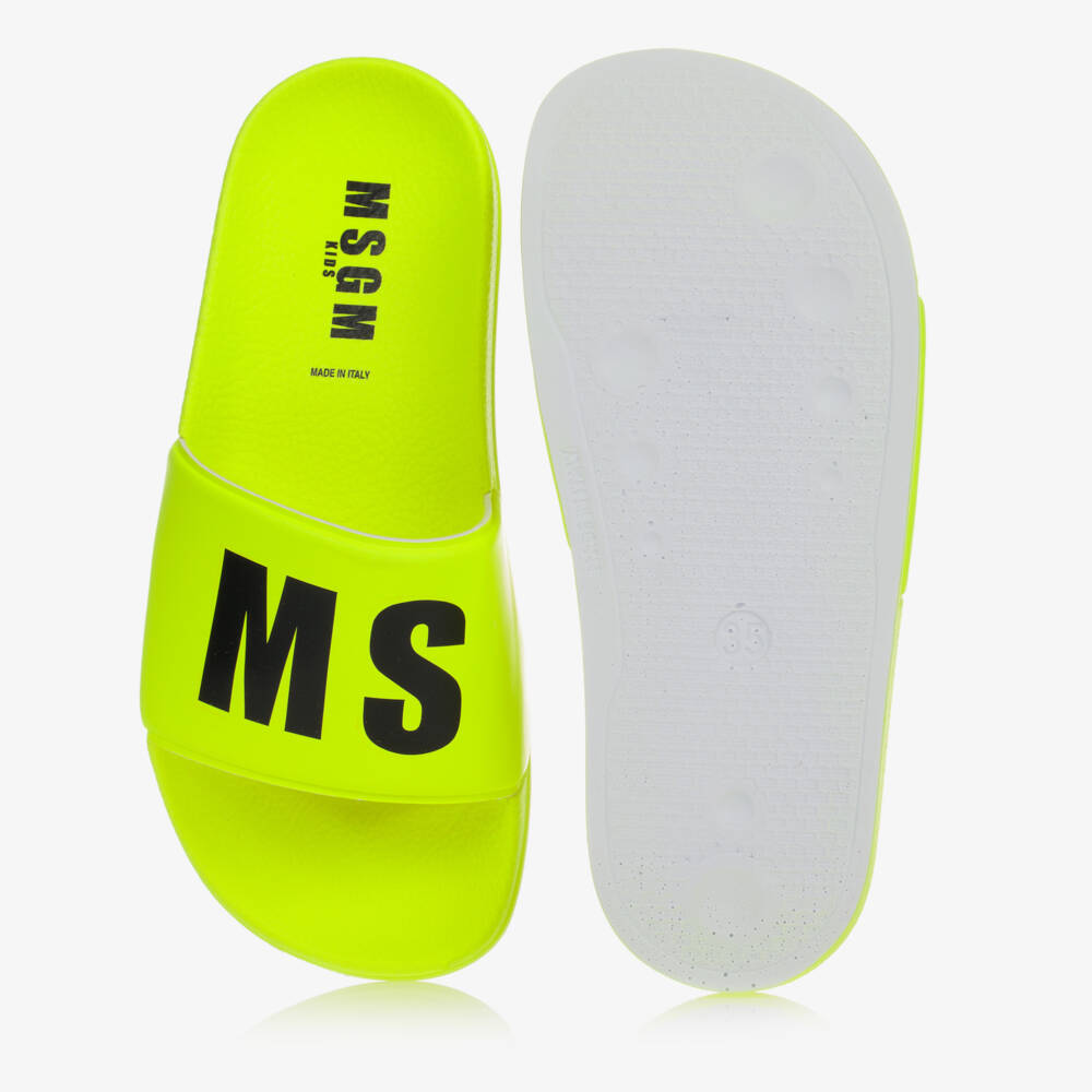MSGM-Teen Yellow Logo Sliders | Childrensalon Outlet