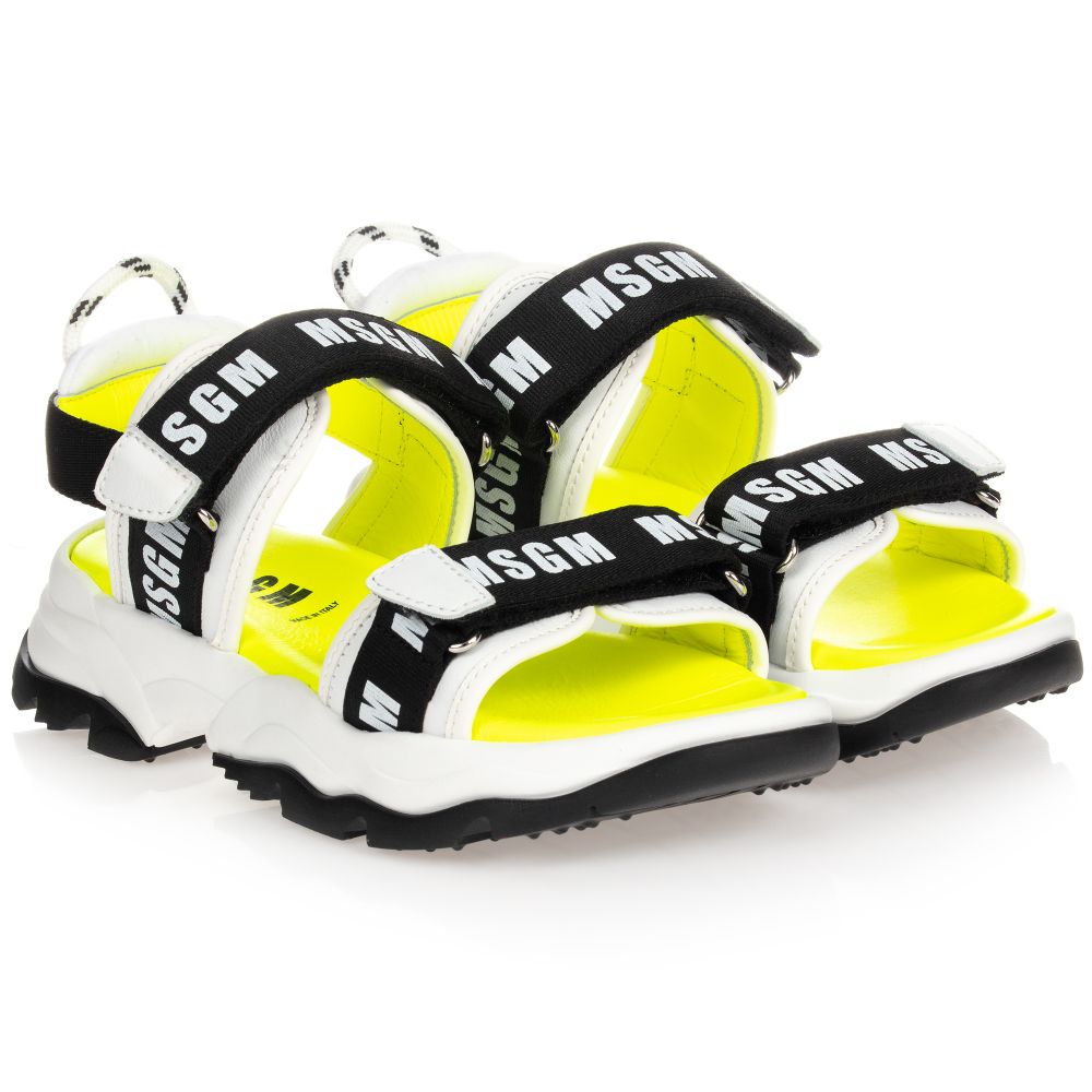 MSGM-صندل كانفاس و جلد لون أبيض و أسود | Childrensalon Outlet
