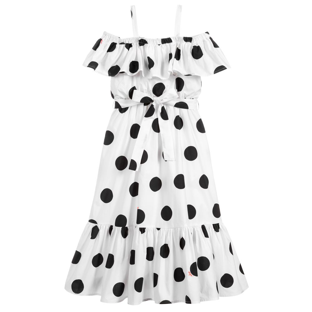 MSGM - فستان ماكسي قطن لون أبيض و أسود | Childrensalon
