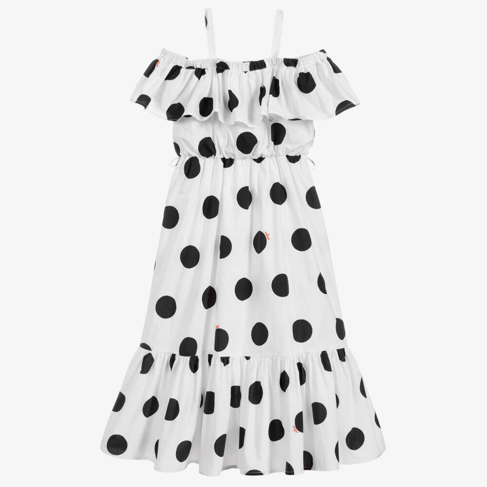 MSGM-فستان ماكسي قطن لون أبيض و أسود | Childrensalon Outlet