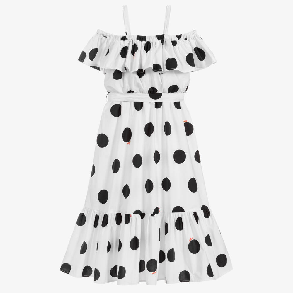 MSGM-فستان ماكسي قطن لون أبيض و أسود | Childrensalon Outlet