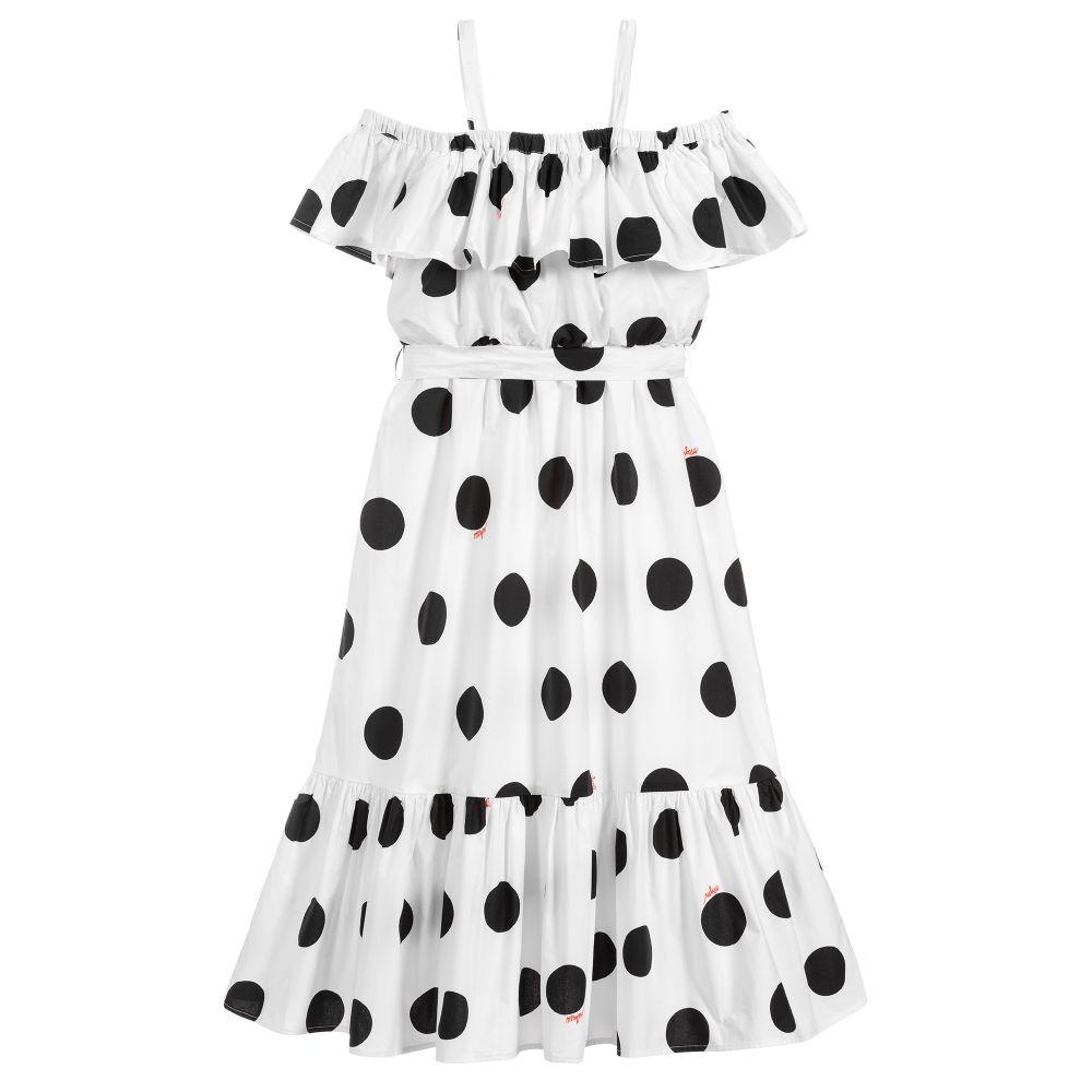 MSGM-White & Black Cotton Dress | Childrensalon Outlet