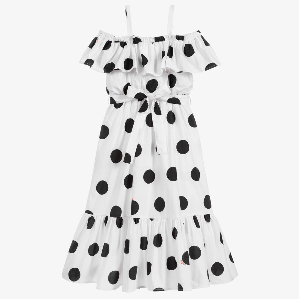 MSGM-White & Black Cotton Dress | Childrensalon Outlet