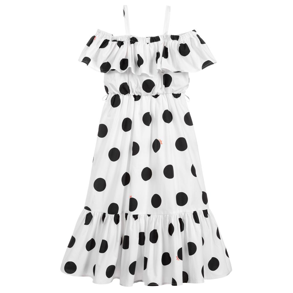 MSGM-White & Black Cotton Dress | Childrensalon Outlet