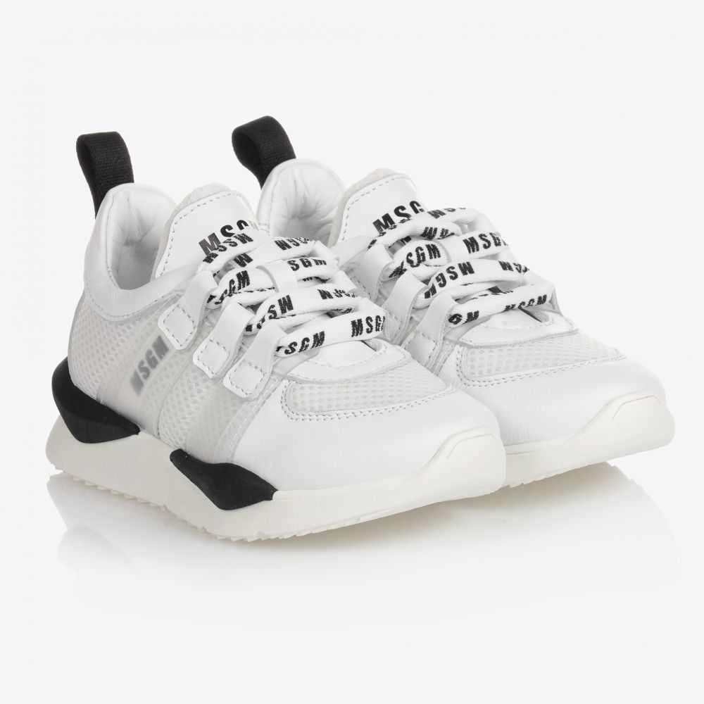 MSGM - White & Black Logo Trainers | Childrensalon