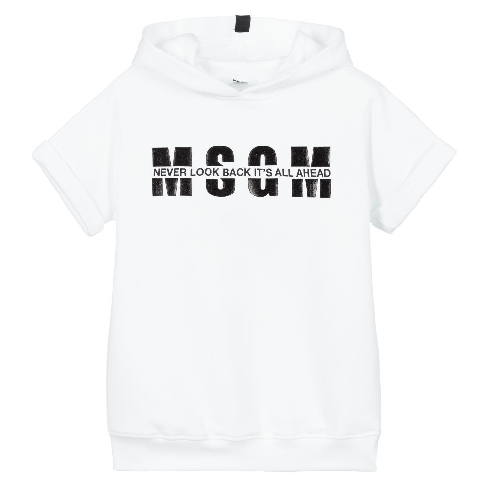 MSGM - فستان قطن لون أبيض وأسود | Childrensalon