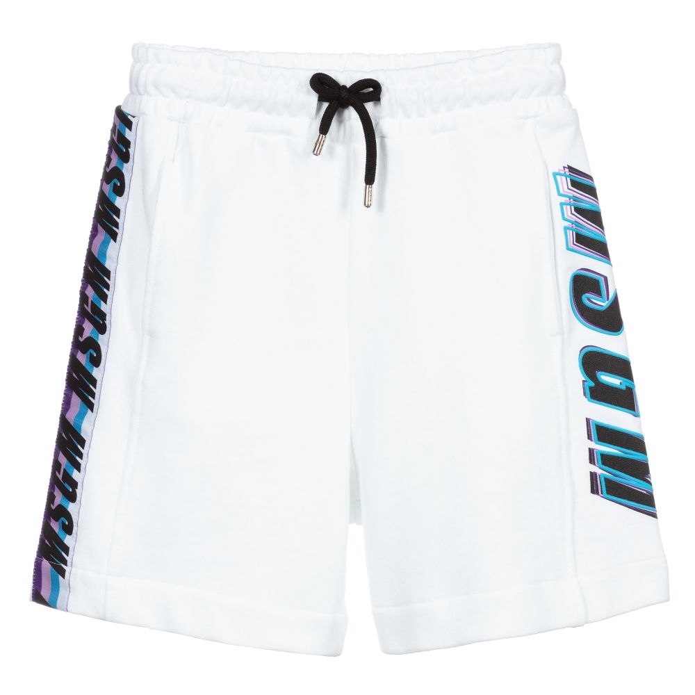 MSGM - White Cotton Jersey Shorts | Childrensalon