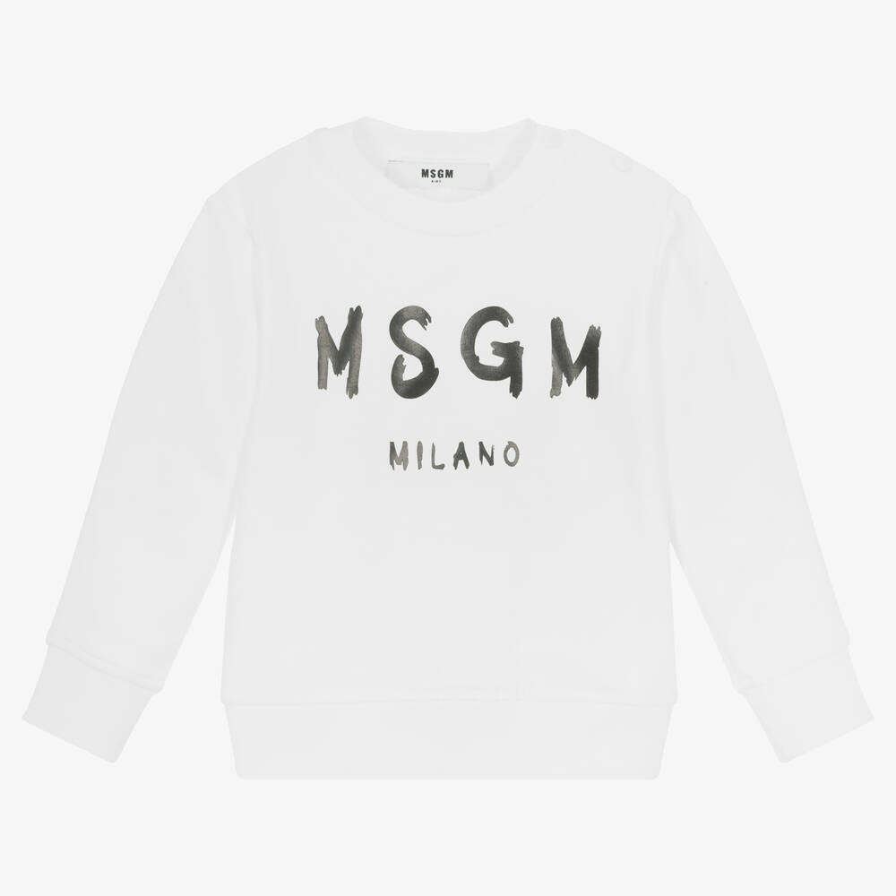MSGM - Sweat-shirt blanc en coton | Childrensalon