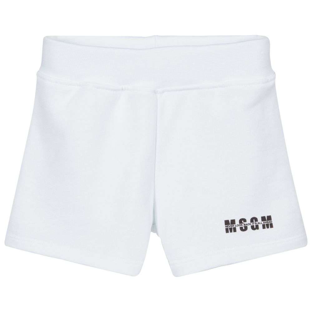 MSGM - White Cotton Logo Baby Shorts | Childrensalon