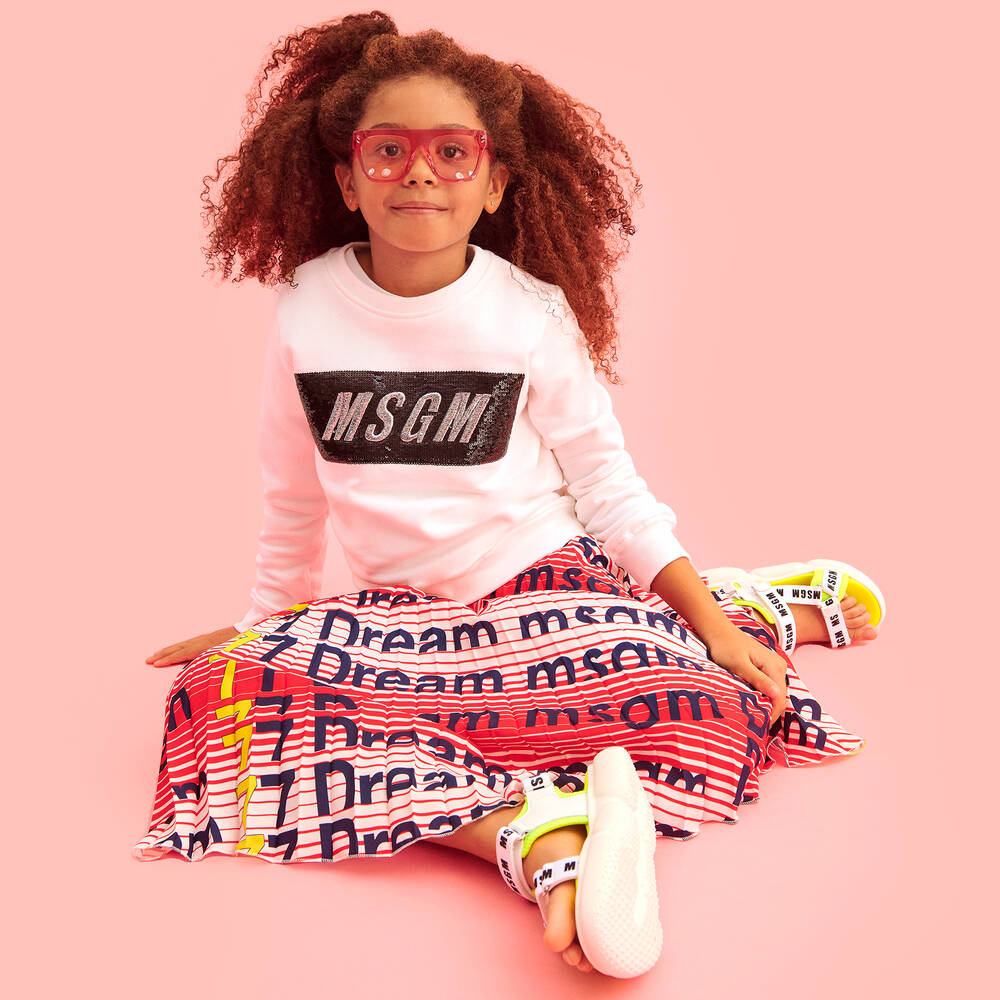 MSGM-White Cotton Logo Sweatshirt | Childrensalon Outlet