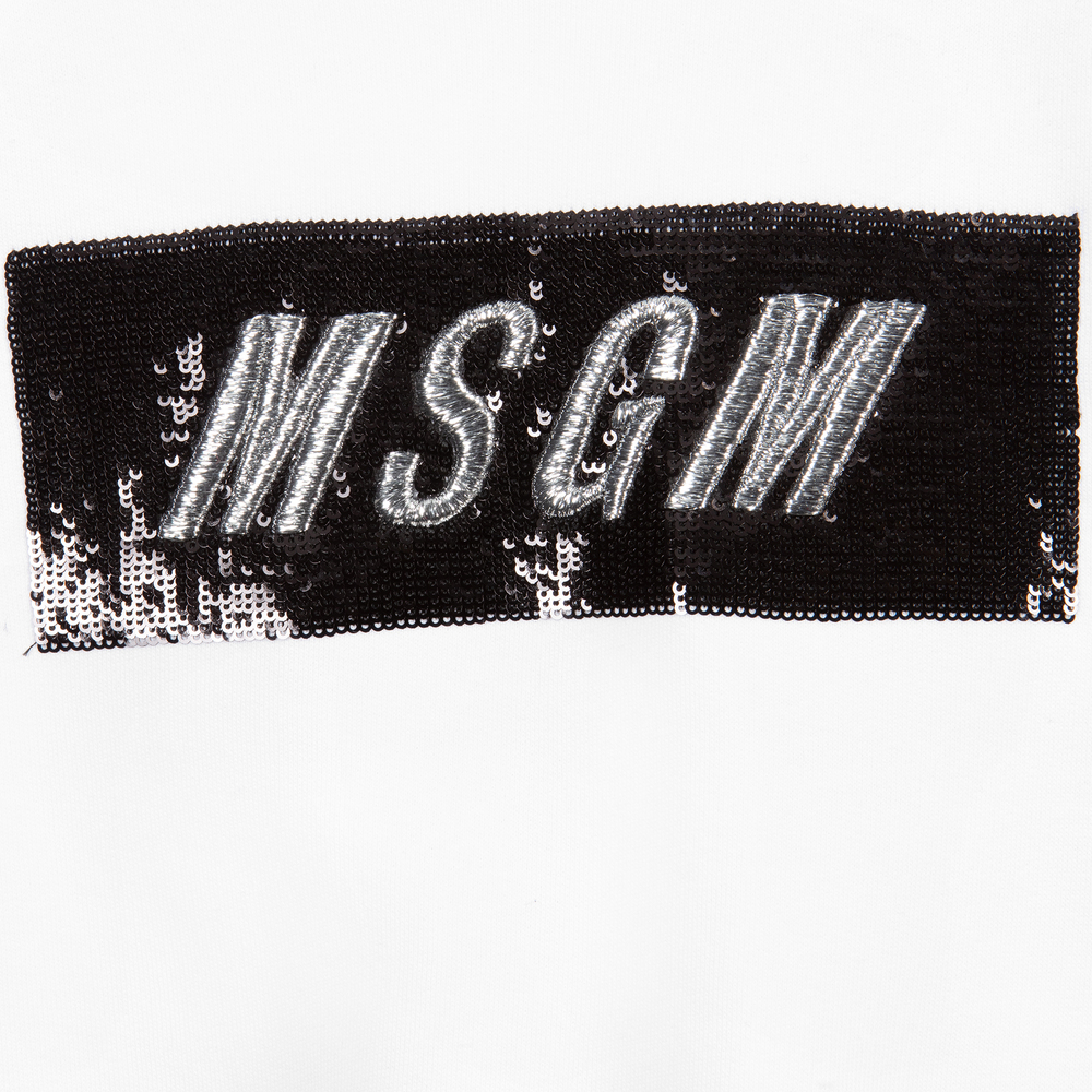 MSGM-White Cotton Logo Sweatshirt | Childrensalon Outlet