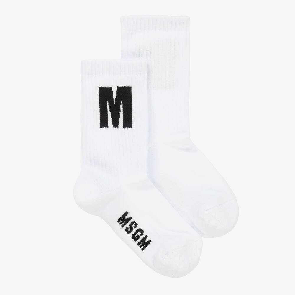MSGM - Белые хлопковые носки | Childrensalon