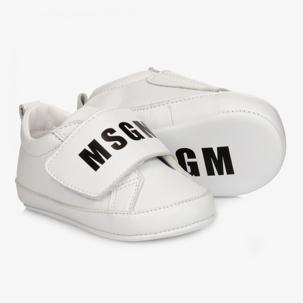 MSGM - White Leather Baby Shoes | Childrensalon