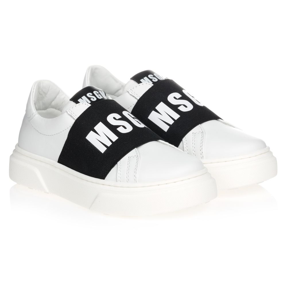 MSGM - Baskets blanches en cuir | Childrensalon