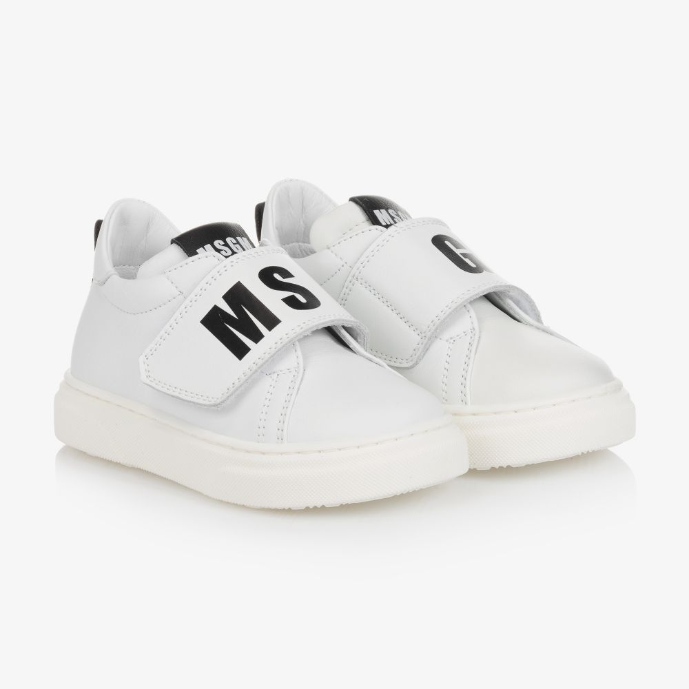 MSGM - Белые кожаные кроссовки | Childrensalon
