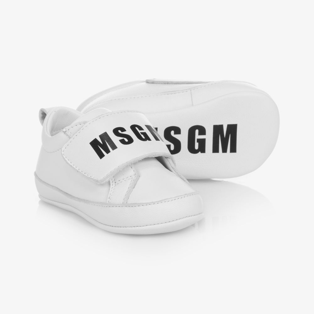 MSGM - White Leather Pre-Walkers | Childrensalon