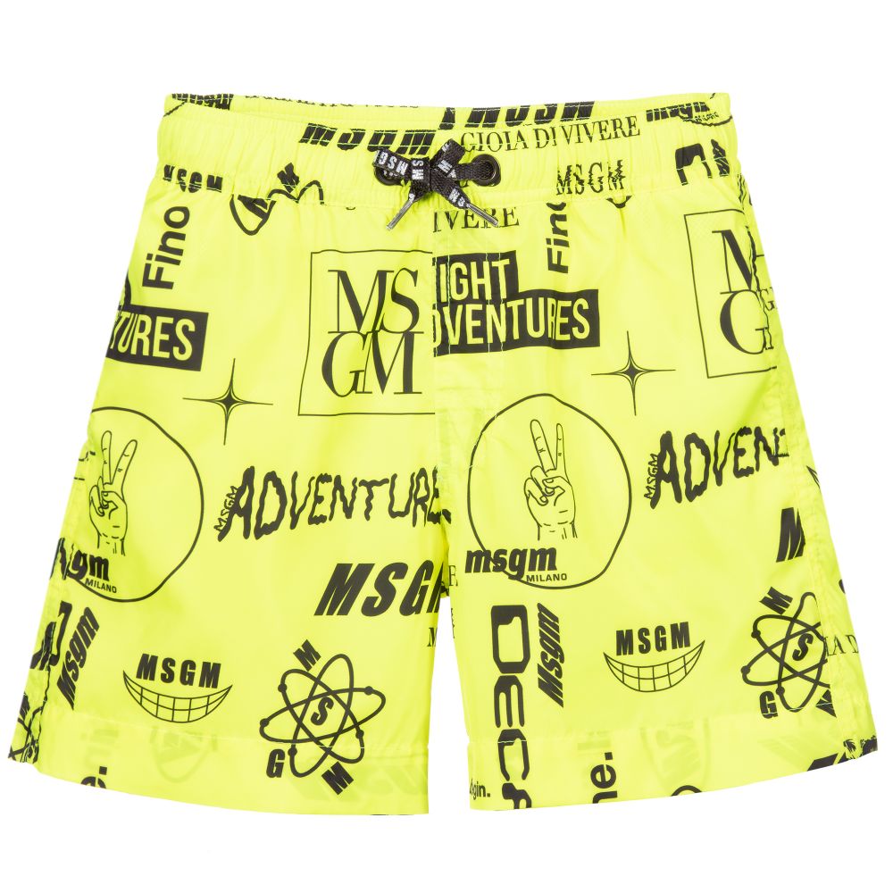 MSGM - Yellow & Black Swim Shorts | Childrensalon