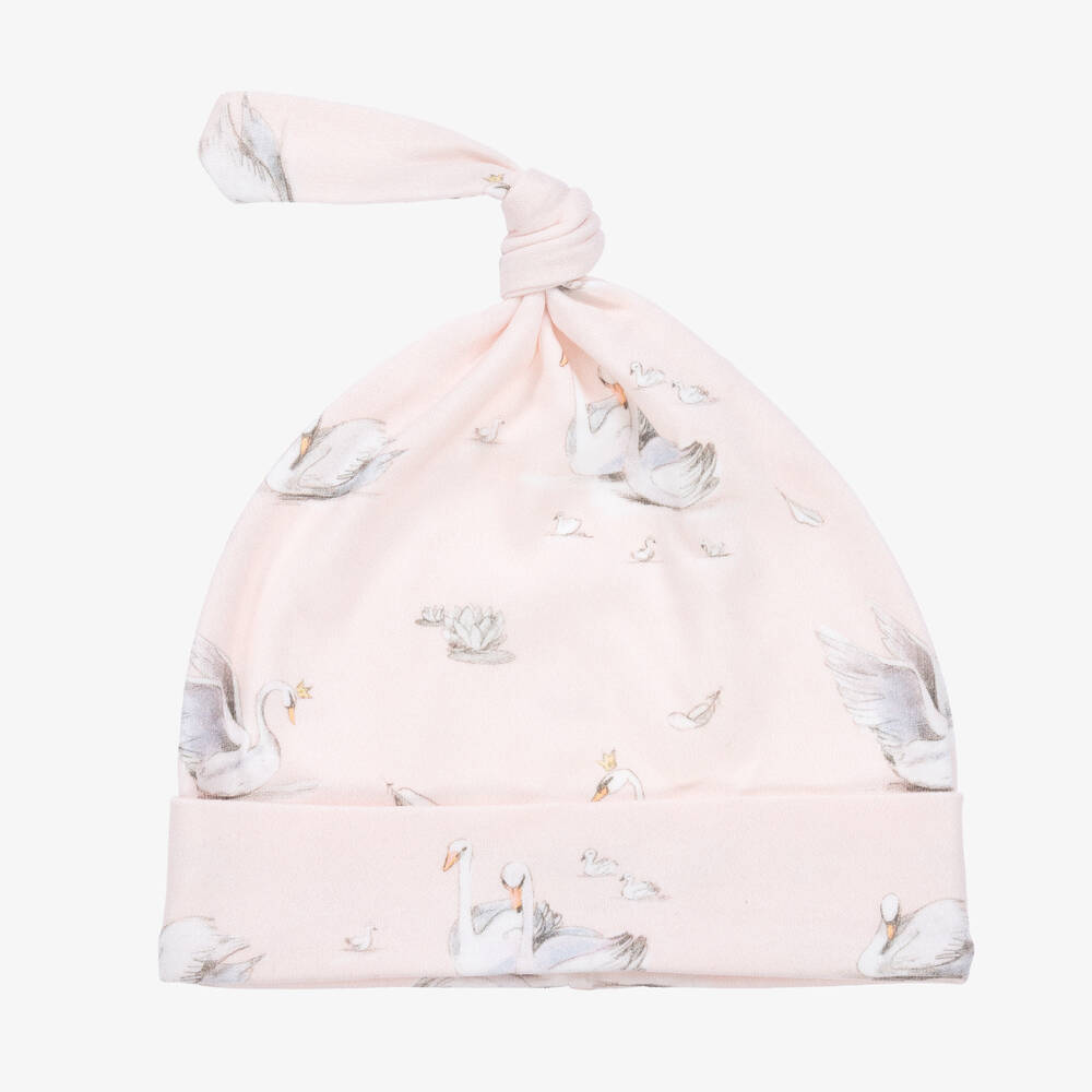 My Little Pie-Baby Girls Pink Supima Cotton Swans Hat | Childrensalon Outlet