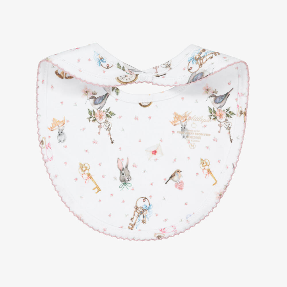 My Little Pie-Baby Girls White Supima Cotton Sofia Bib | Childrensalon Outlet