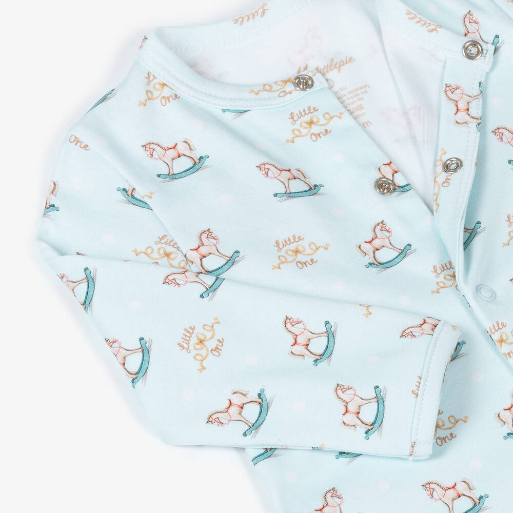 My Little Pie-Blue Rocking Horse Supima Cotton Babygrow | Childrensalon Outlet