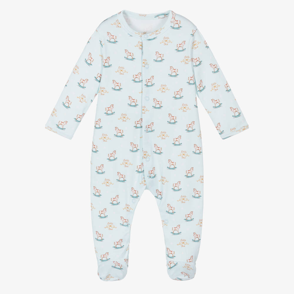 My Little Pie-Blue Rocking Horse Supima Cotton Babygrow | Childrensalon Outlet