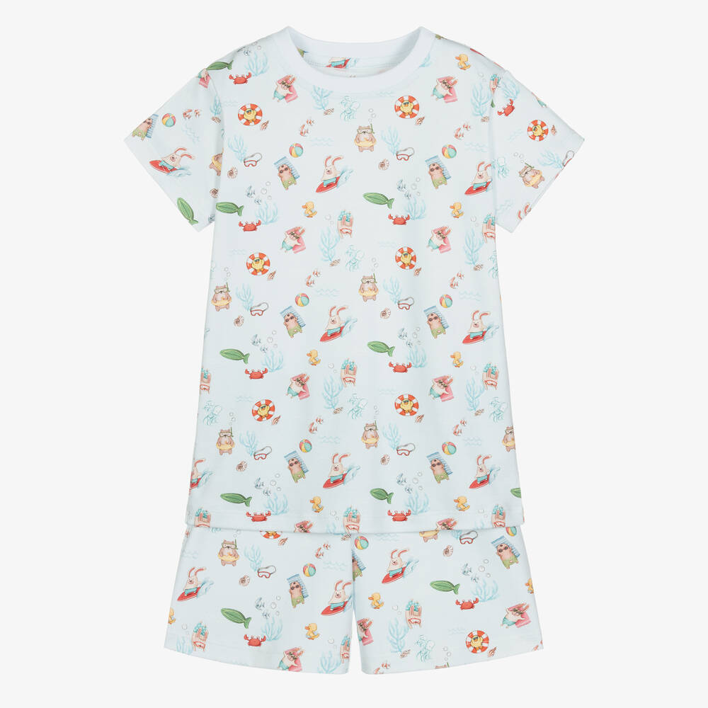 My Little Pie-Blue Sea Crew Supima Cotton Pyjamas | Childrensalon Outlet