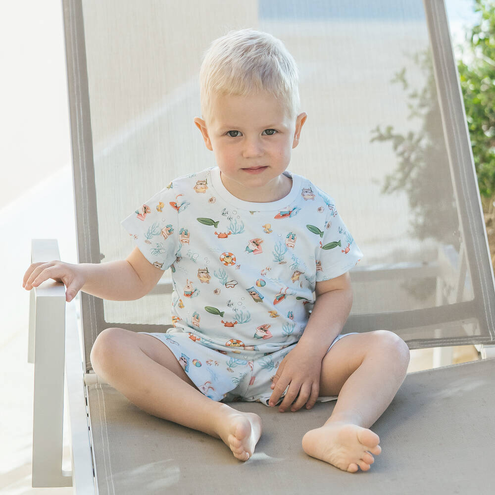 MY LITTLE PIE Blue Sea Crew Supima Cotton Pyjamas