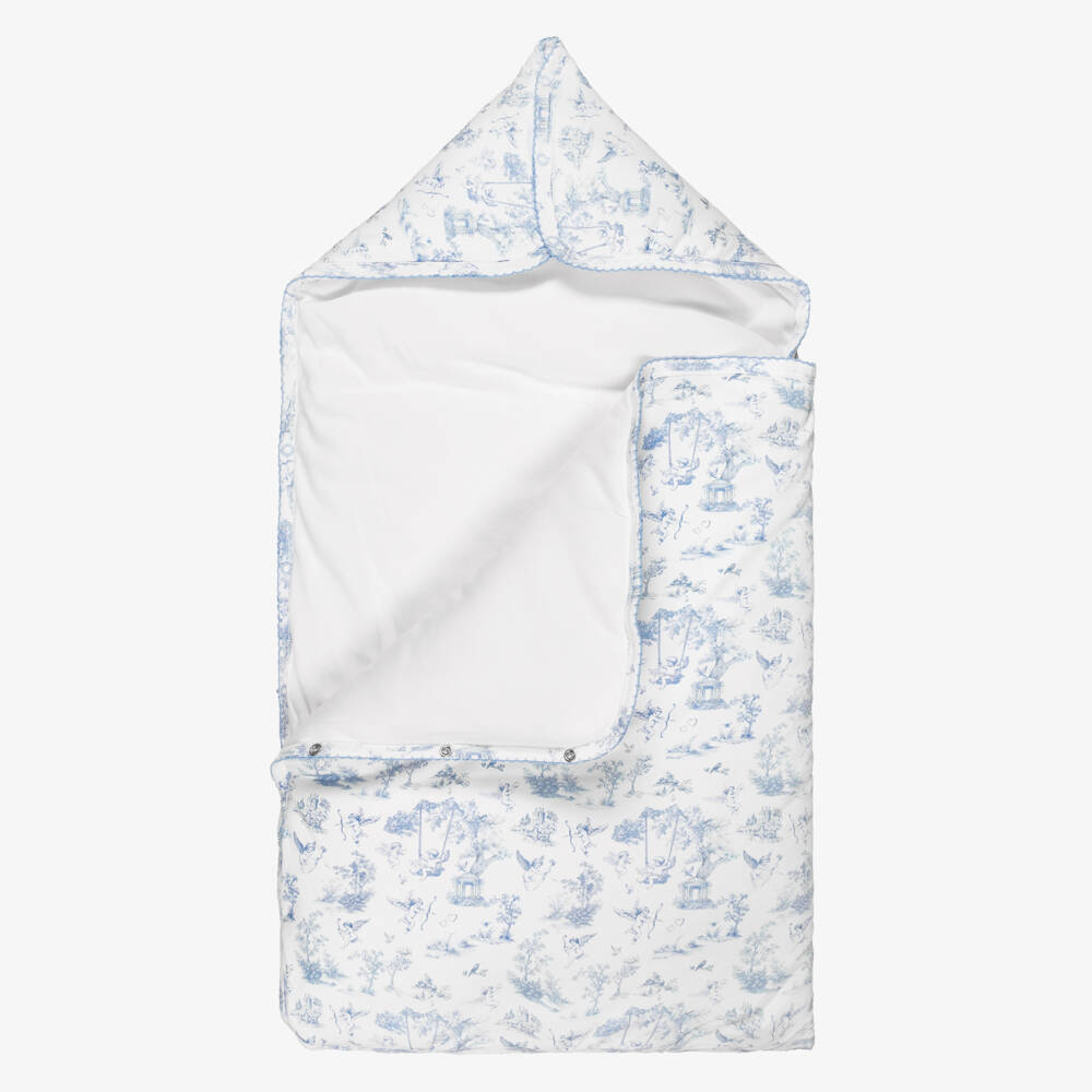 My Little Pie-Blue Toile de Jouy Cotton Baby Nest (85cm) | Childrensalon Outlet