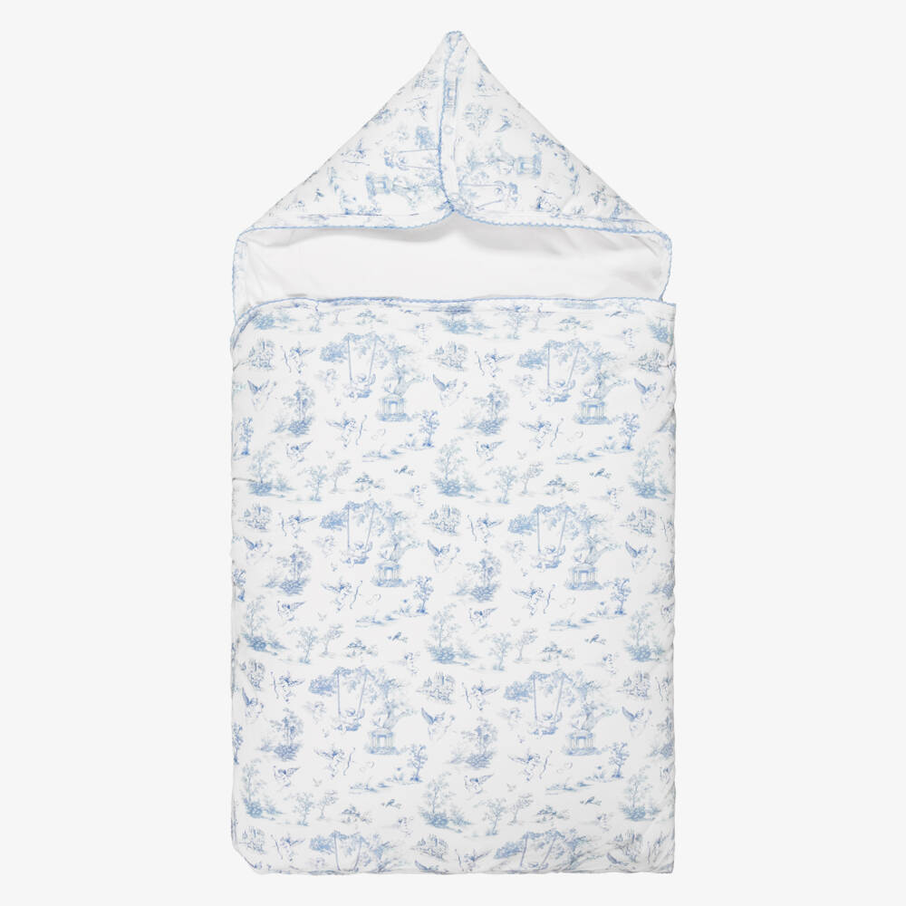 My Little Pie-Blue Toile de Jouy Cotton Baby Nest (85cm) | Childrensalon Outlet