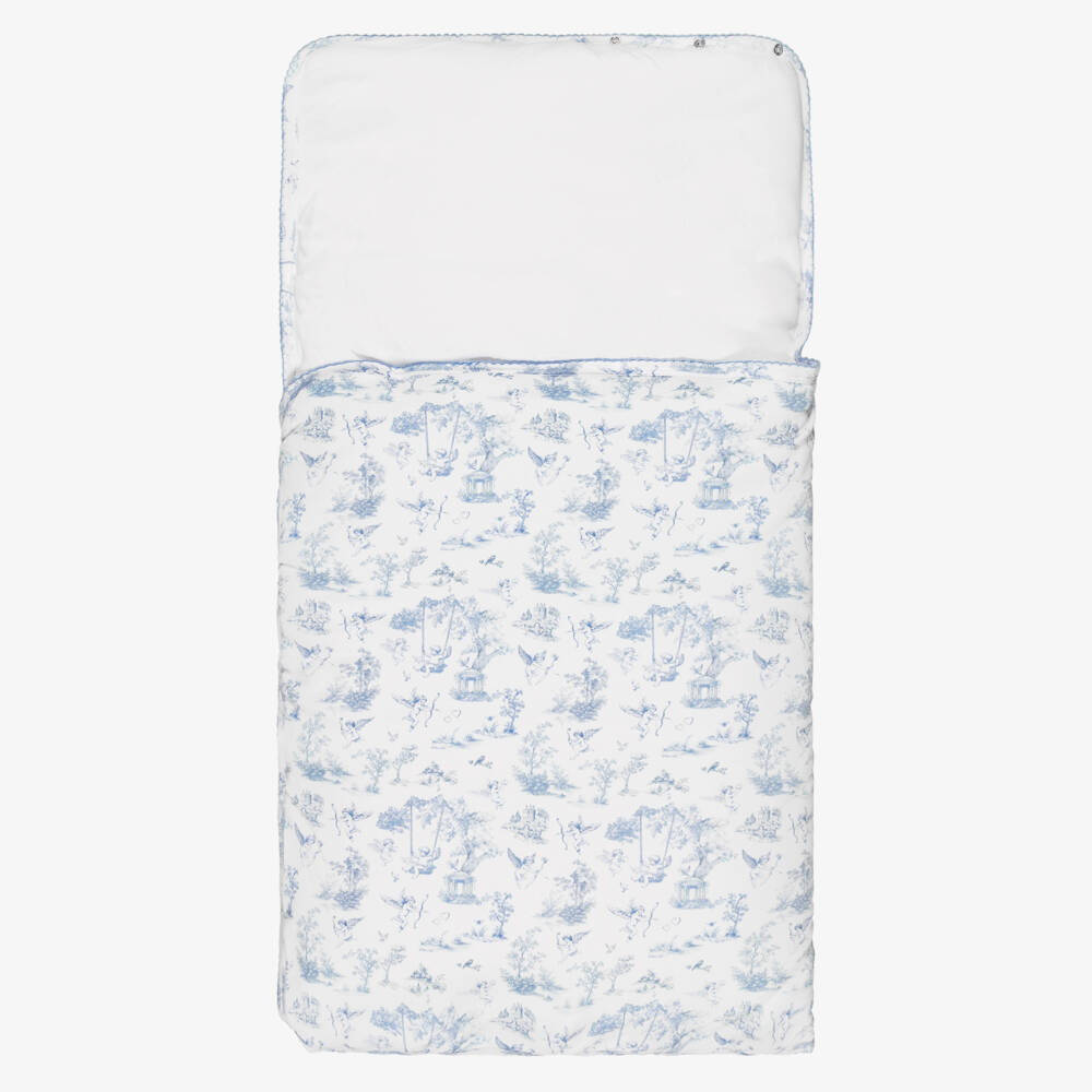 My Little Pie-Blue Toile de Jouy Cotton Baby Nest (85cm) | Childrensalon Outlet