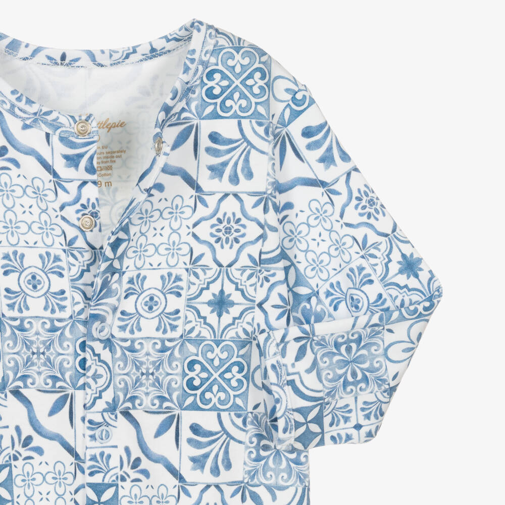 My Little Pie-Blue & White Amalfi Supima Cotton Babygrow Set | Childrensalon Outlet