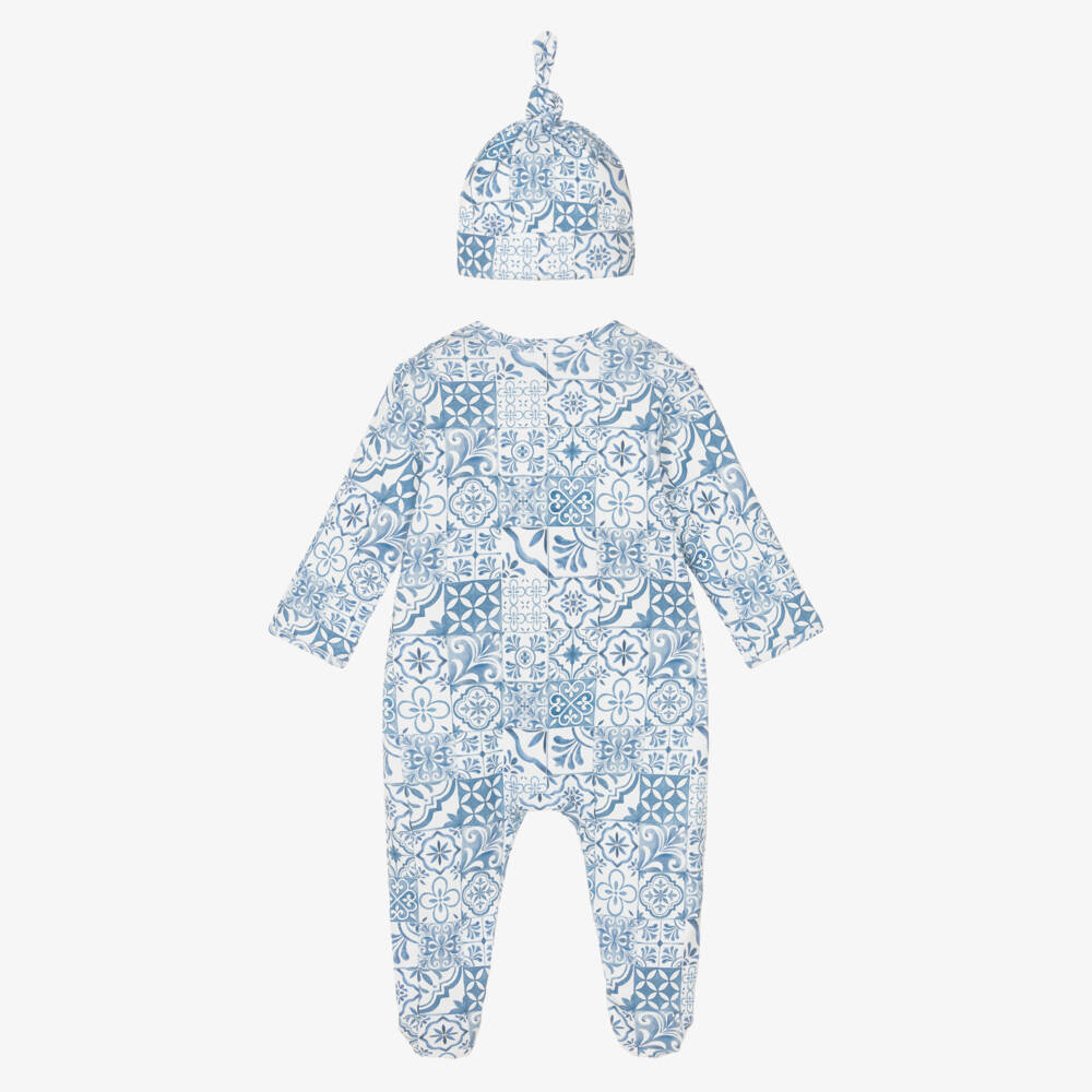 My Little Pie-Blue & White Amalfi Supima Cotton Babygrow Set | Childrensalon Outlet