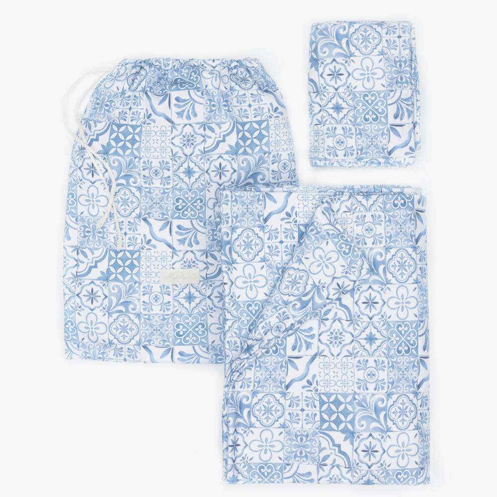 My Little Pie-Blue & White Amalfi Supima Cotton Single Bedding Set | Childrensalon Outlet