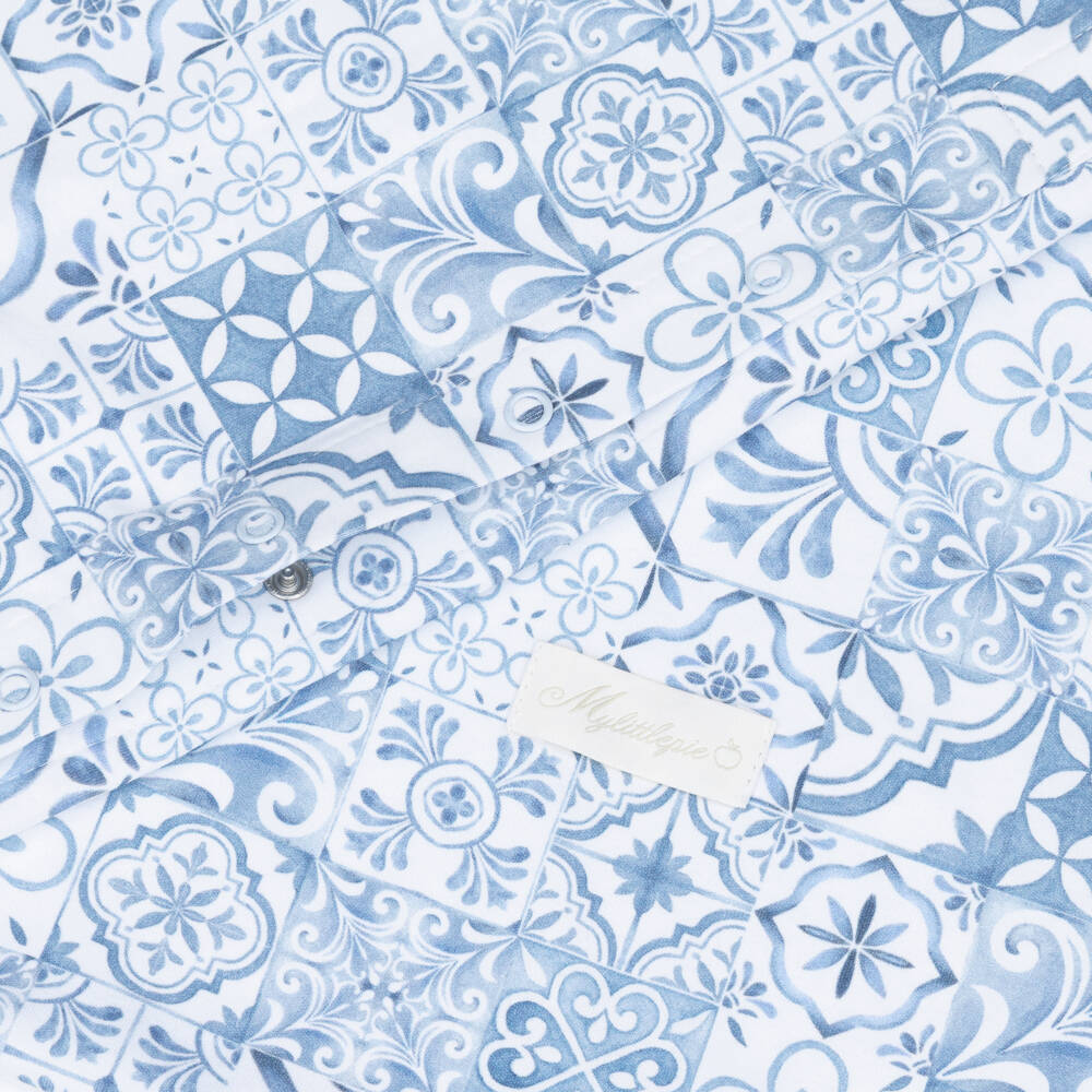 My Little Pie-Blue & White Amalfi Supima Cotton Single Bedding Set | Childrensalon Outlet