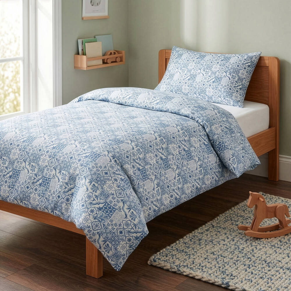 My Little Pie-Blue & White Amalfi Supima Cotton Single Bedding Set | Childrensalon Outlet