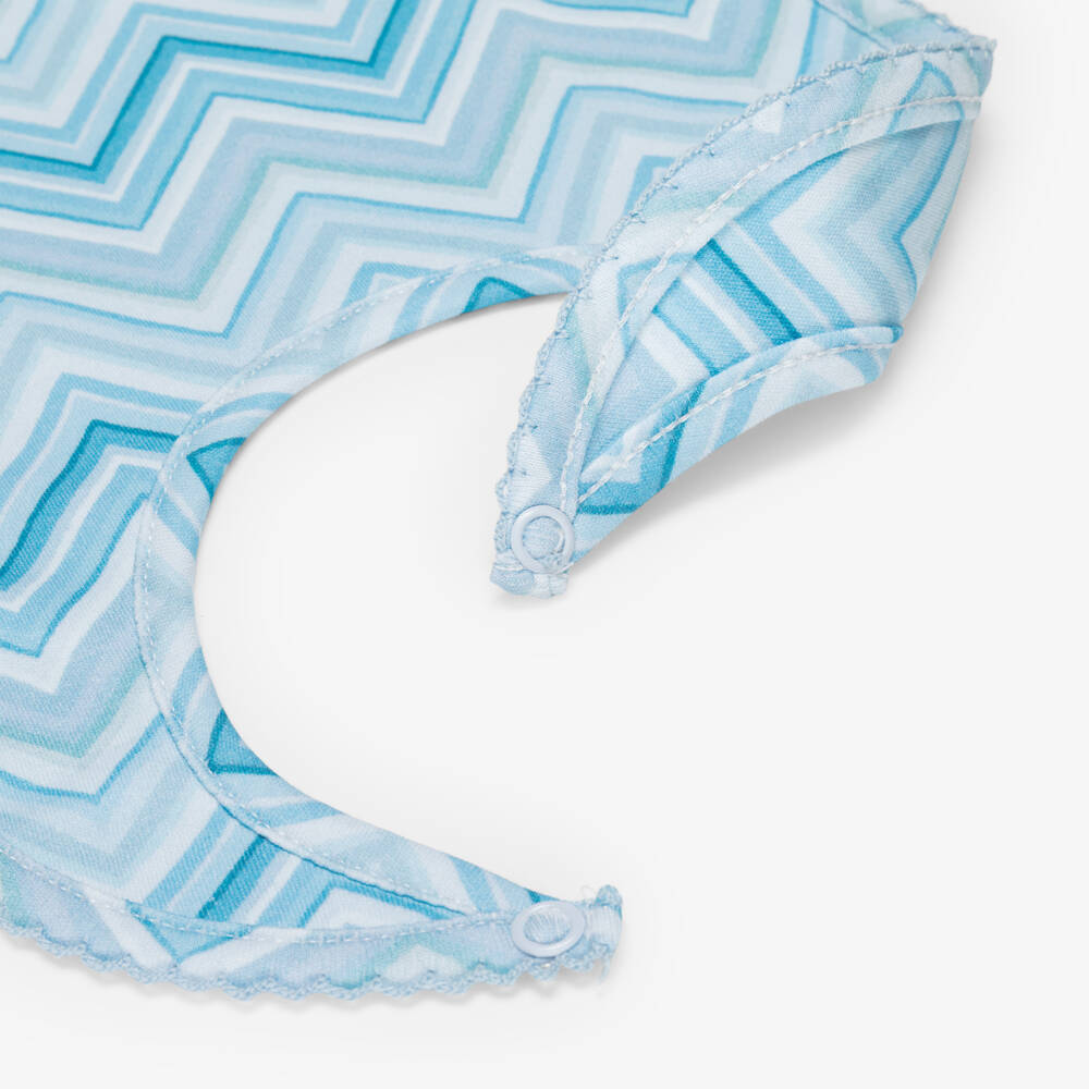 My Little Pie-Blue Zigzag Print Supima Cotton Baby Bib | Childrensalon Outlet