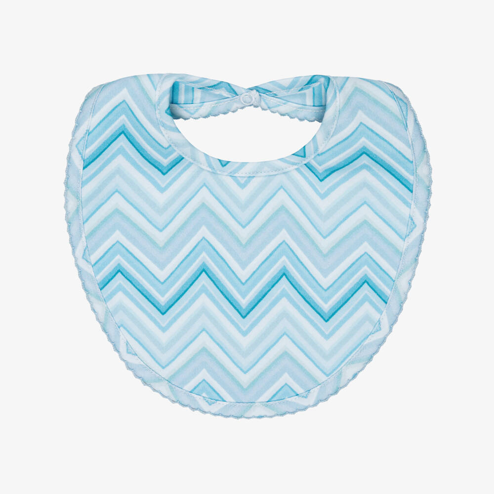 My Little Pie-Blue Zigzag Print Supima Cotton Baby Bib | Childrensalon Outlet