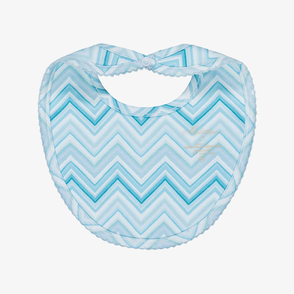 My Little Pie-Blue Zigzag Print Supima Cotton Baby Bib | Childrensalon Outlet