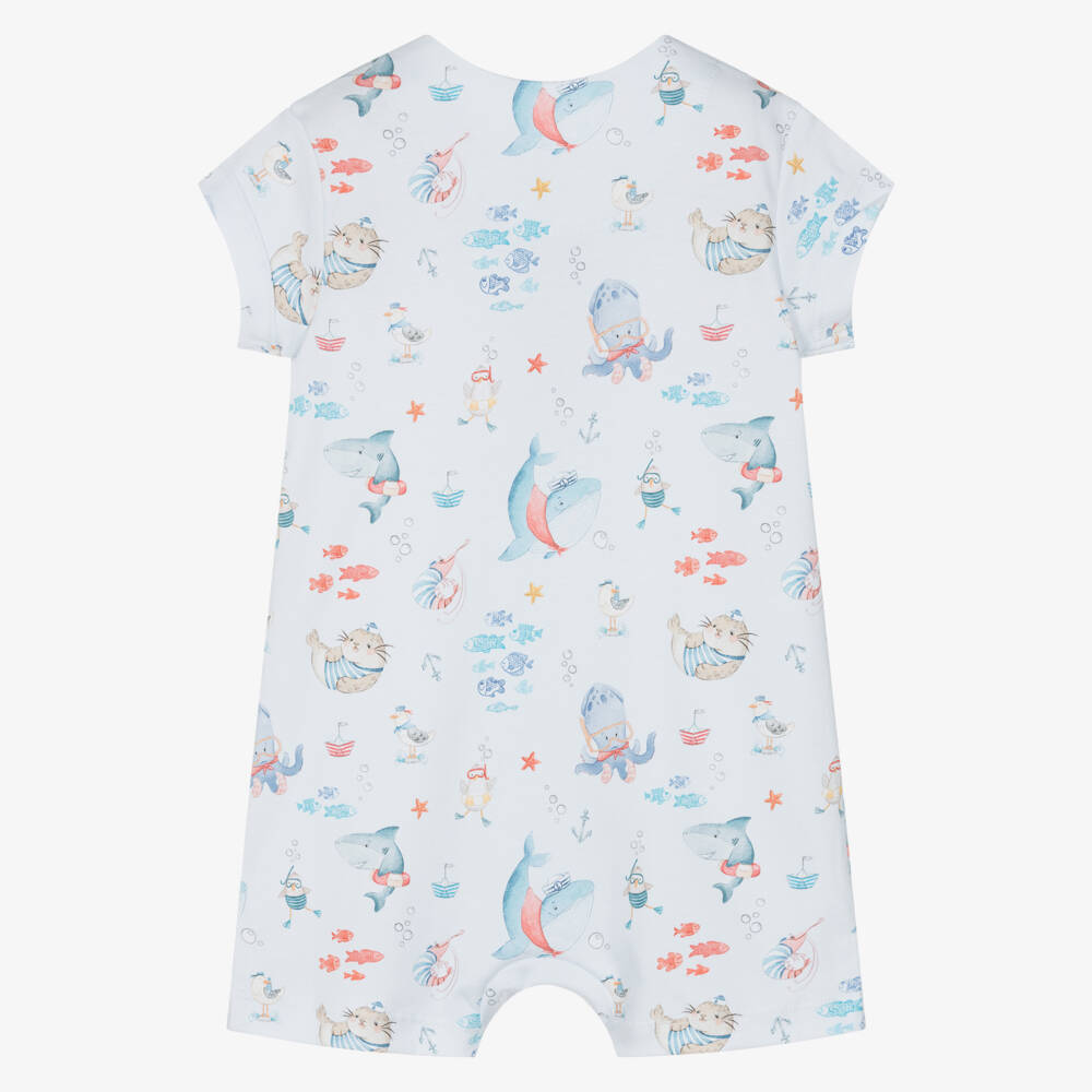 My Little Pie-Boys Blue Supima Cotton Sky Whales Shortie | Childrensalon Outlet