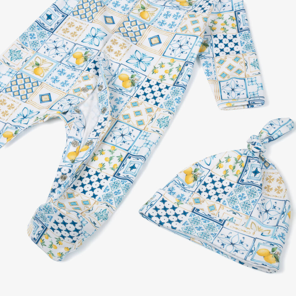 My Little Pie-Boys Blue Tile Supima Babysuit Set | Childrensalon Outlet