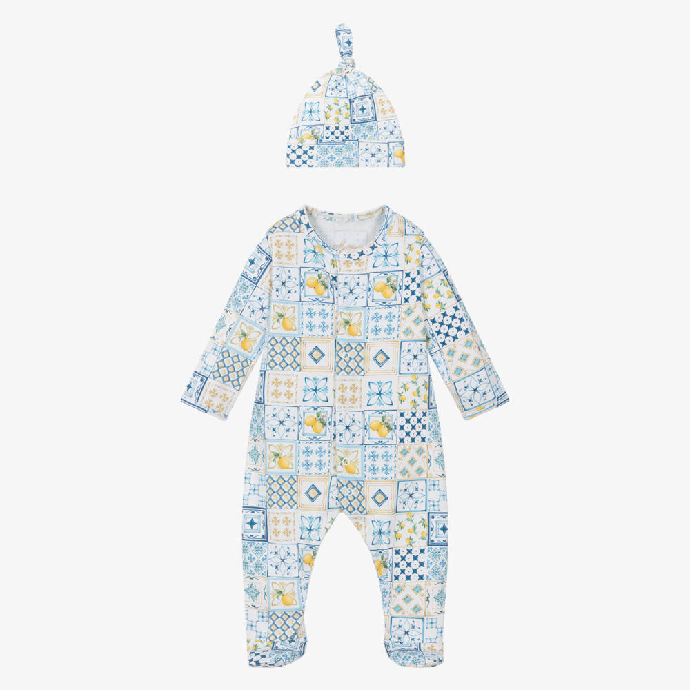 My Little Pie-Boys Blue Tile Supima Babysuit Set | Childrensalon Outlet