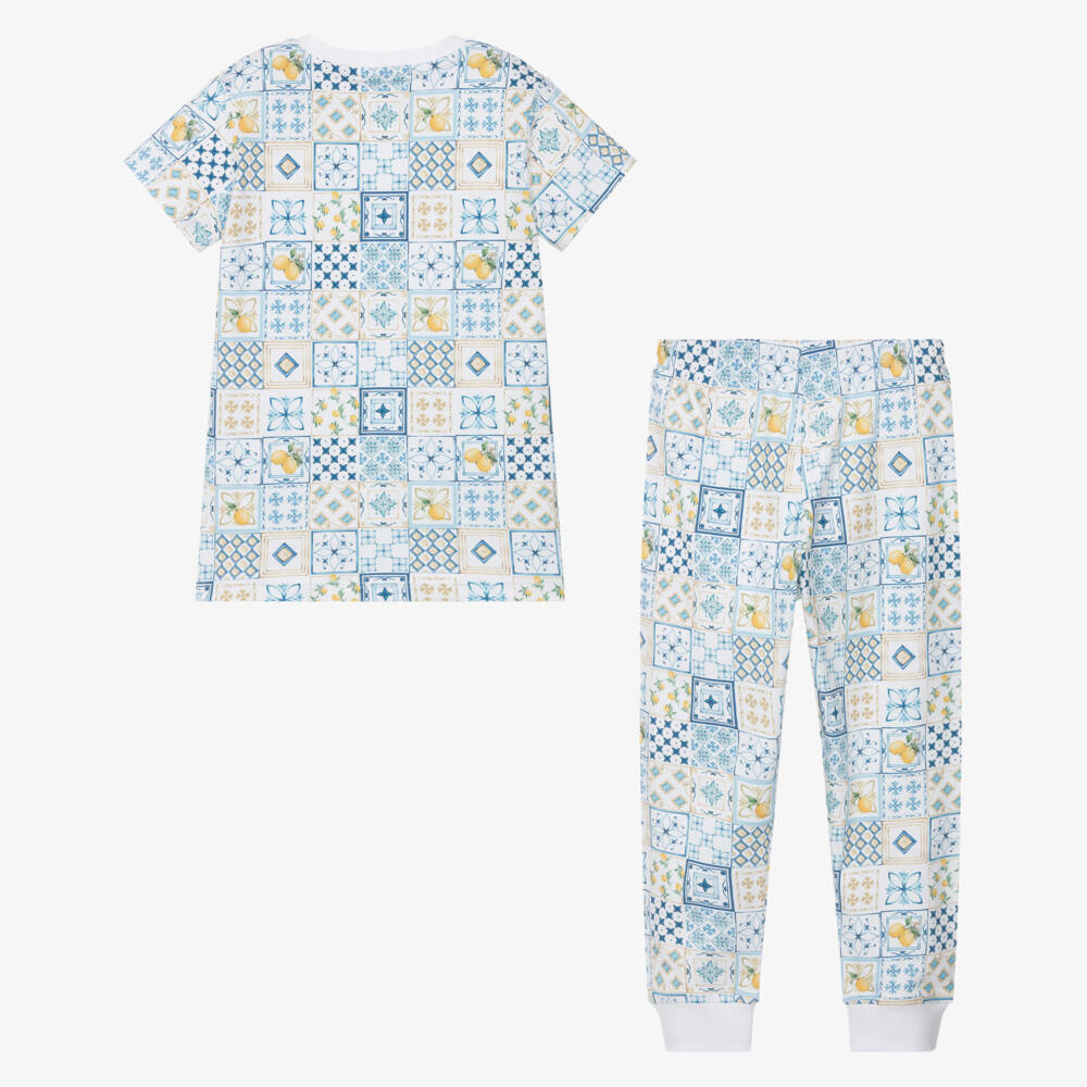 My Little Pie-Boys Blue Tile Supima Pajamas | Childrensalon Outlet