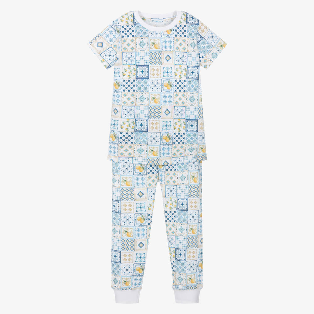 My Little Pie-Boys Blue Tile Supima Pajamas | Childrensalon Outlet
