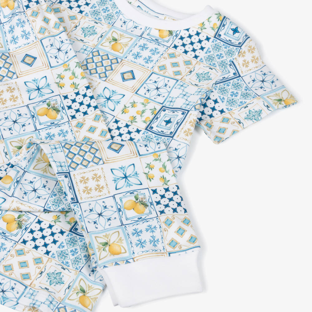 My Little Pie-Boys Blue Tile Supima Pajamas | Childrensalon Outlet