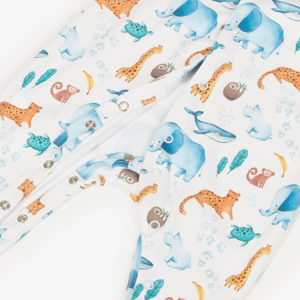 My Little Pie-Boys Ivory Animal Print Babygrow | Childrensalon Outlet