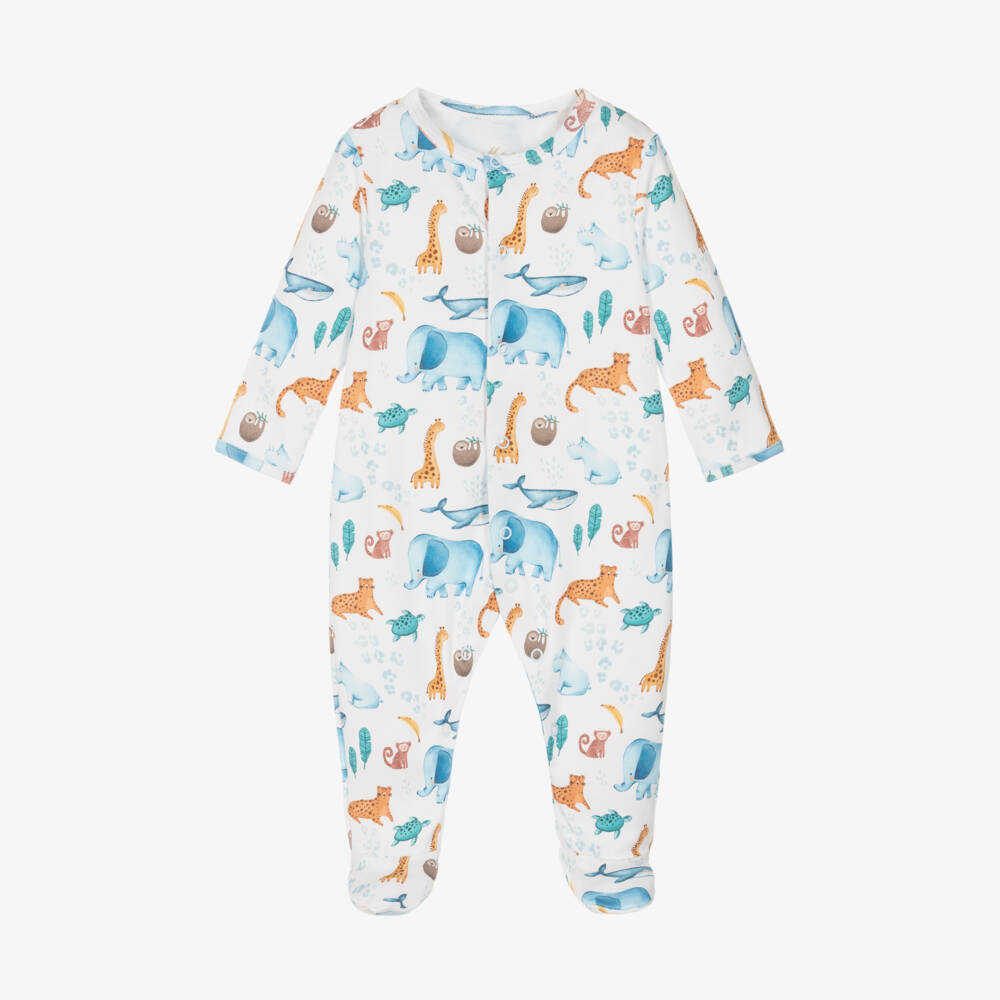 My Little Pie-Boys Ivory Animal Print Babygrow | Childrensalon Outlet
